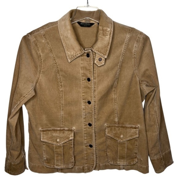 Y2K Eddie Bauer Tan Corduroy Barn Coat Chore Jacket Size XL Button Faded Retro - Picture 3 of 16